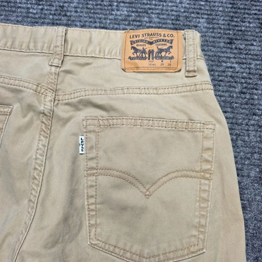Levis 511 Slim Sueded‎ Pants Boys Size 18 Regular Khaki Tan Distressed